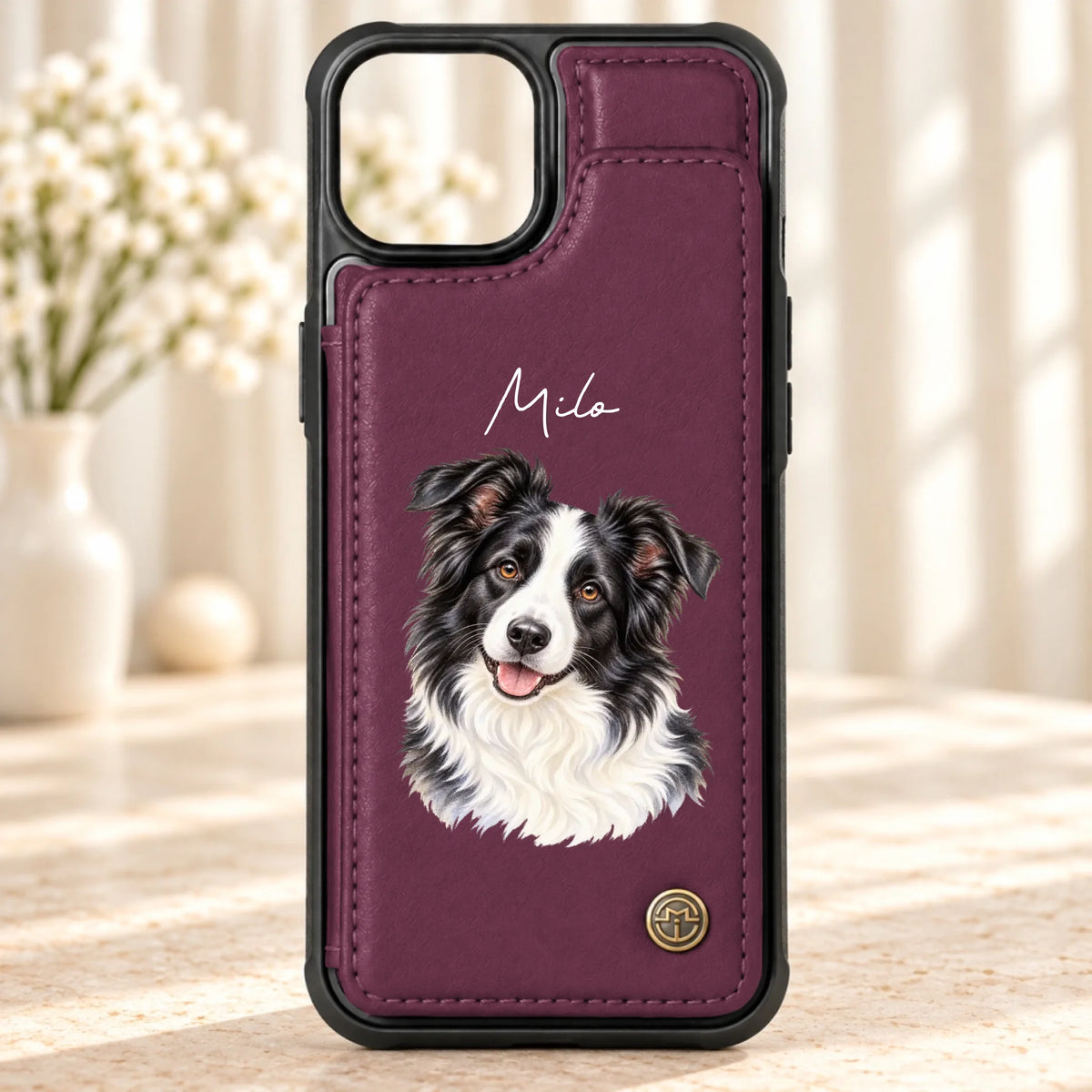 Personalized leather flip wallet