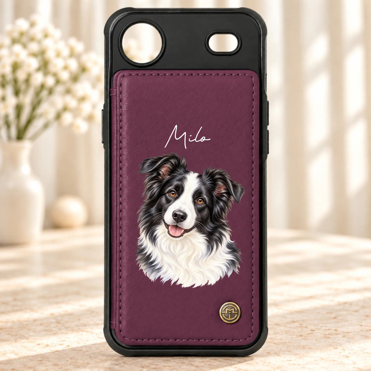 Personalized leather flip wallet