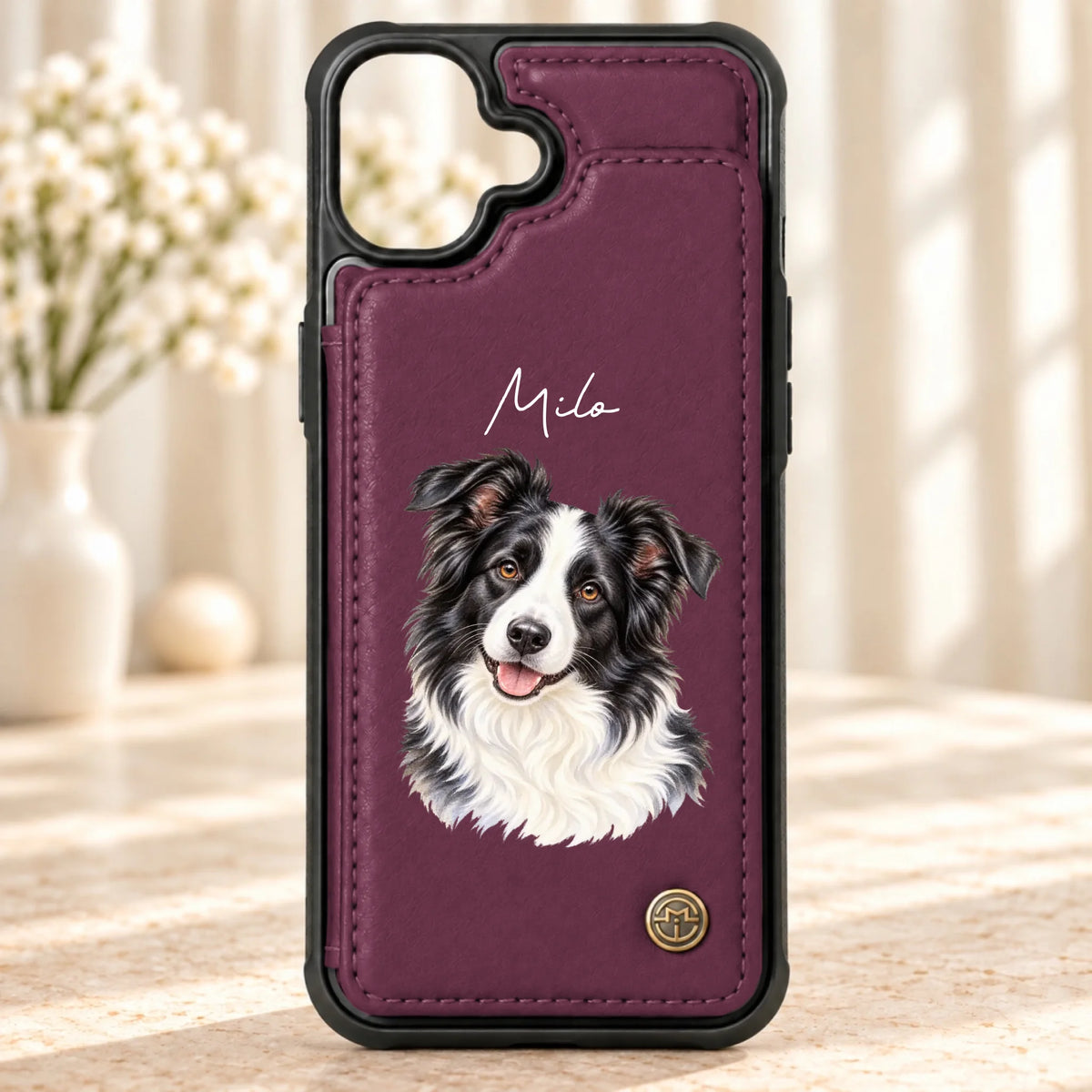 Personalized leather flip wallet
