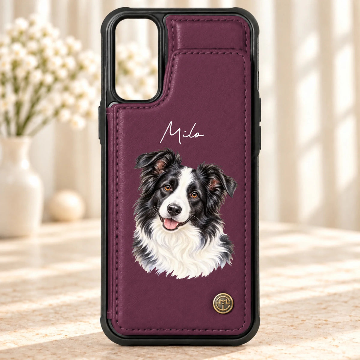Personalized leather flip wallet
