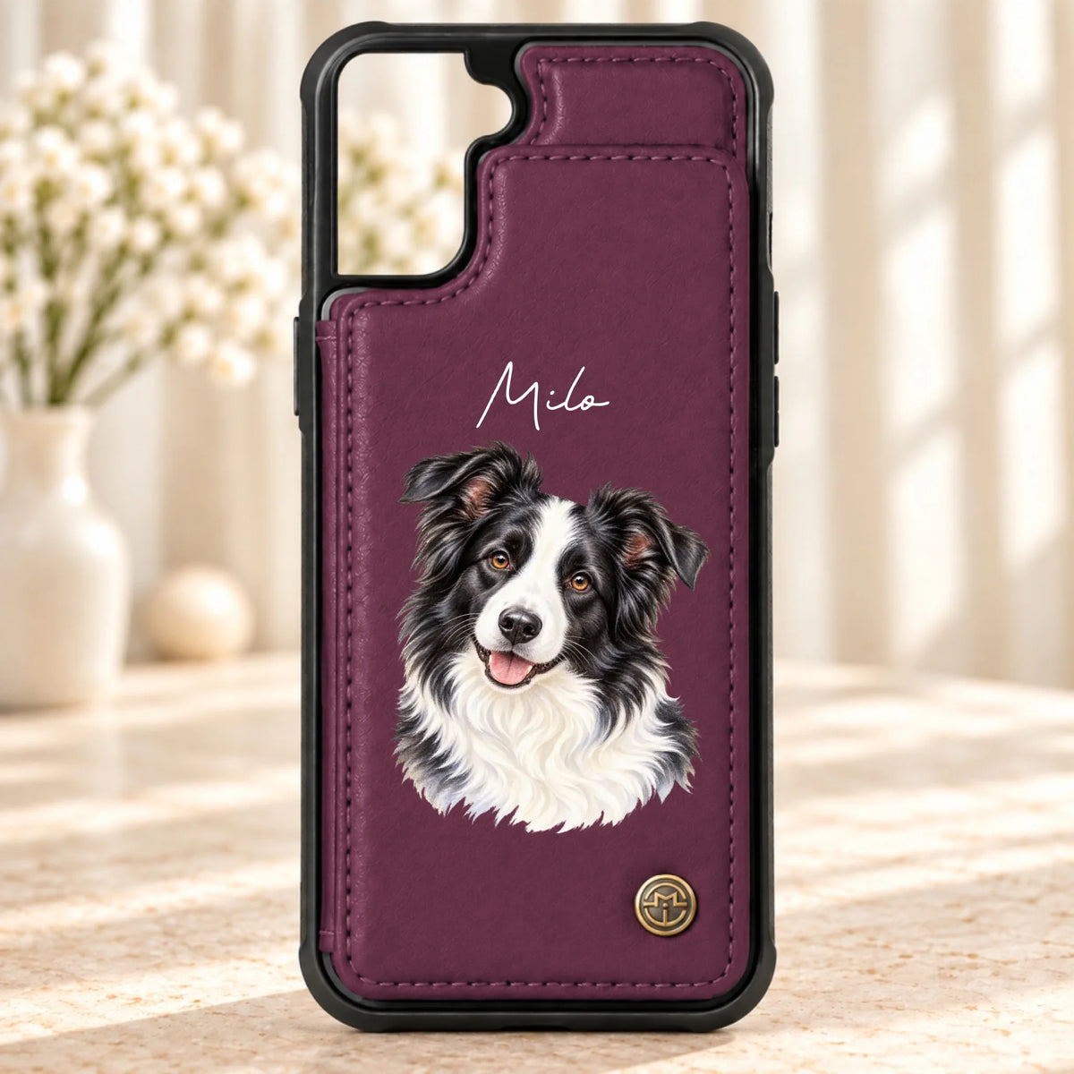 Personalized leather flip wallet
