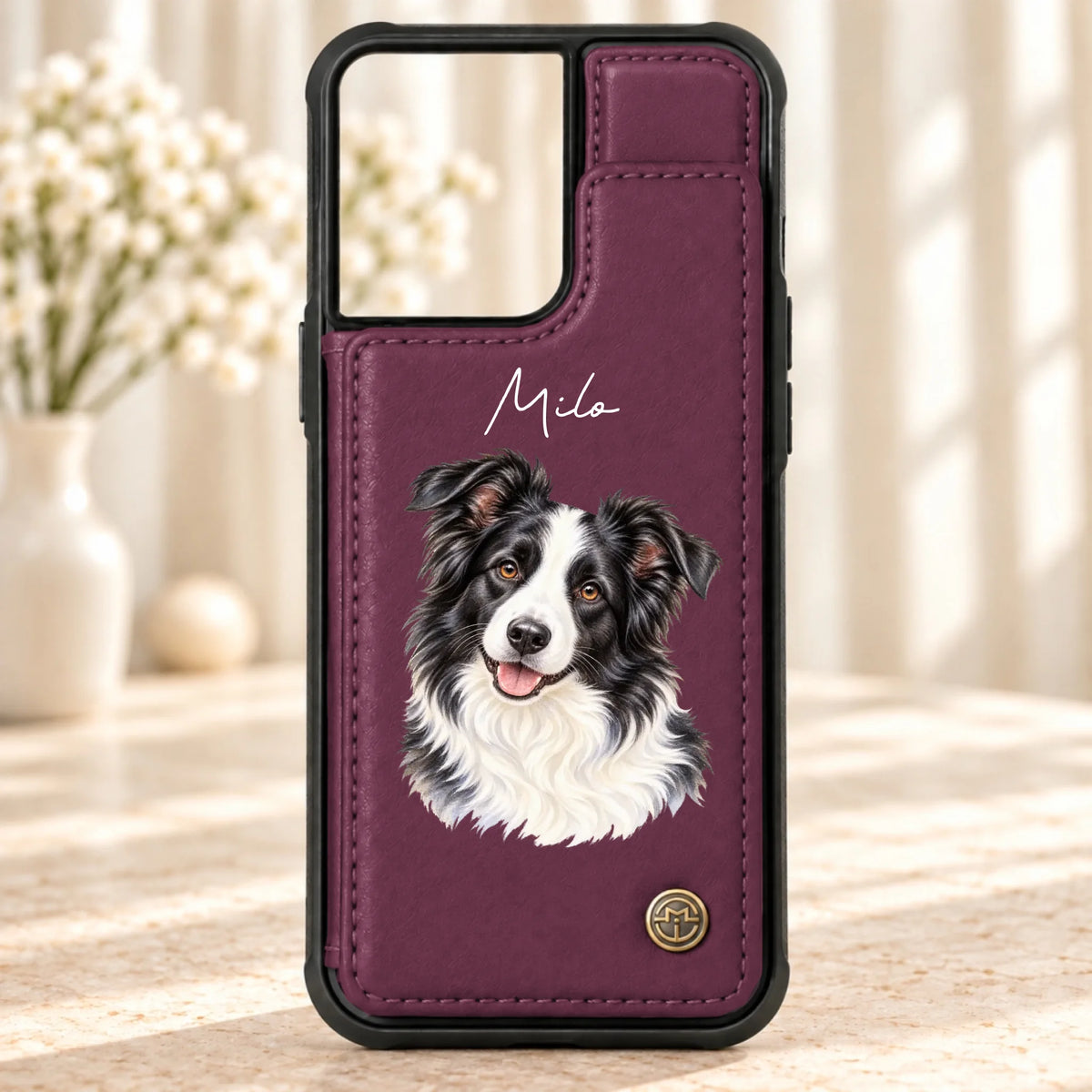 Personalized leather flip wallet