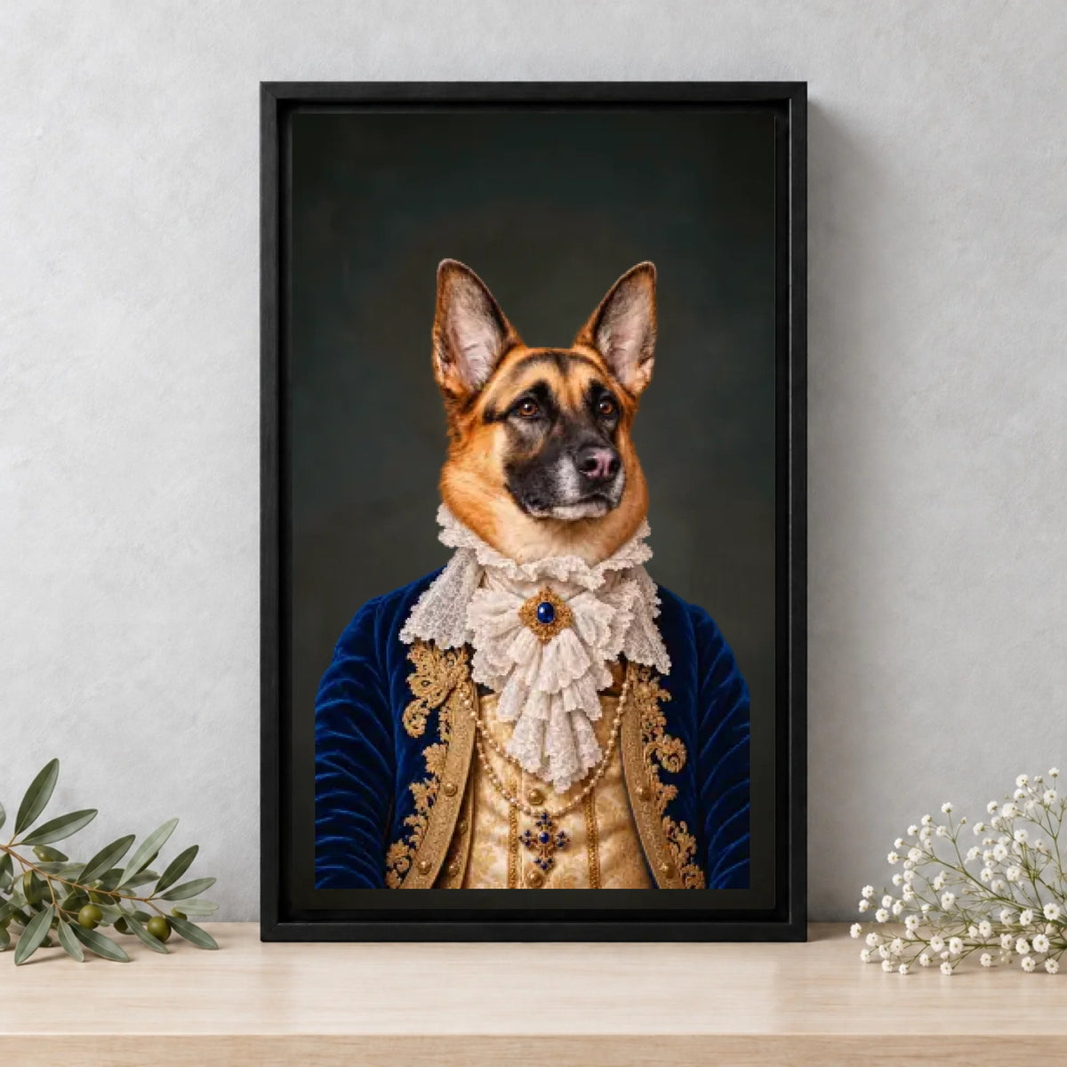 The Aristocrat — Framed Canvas — Black — square room scene