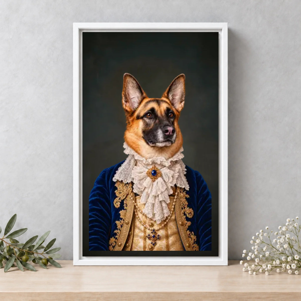 The Aristocrat — Framed Canvas — White — square room scene