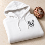 Folded hoodie with drawstrings — large view and soft shadows