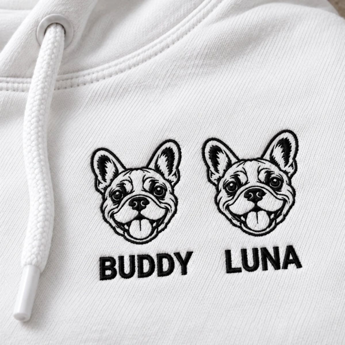 Close-up embroidery mockup — example personalized design