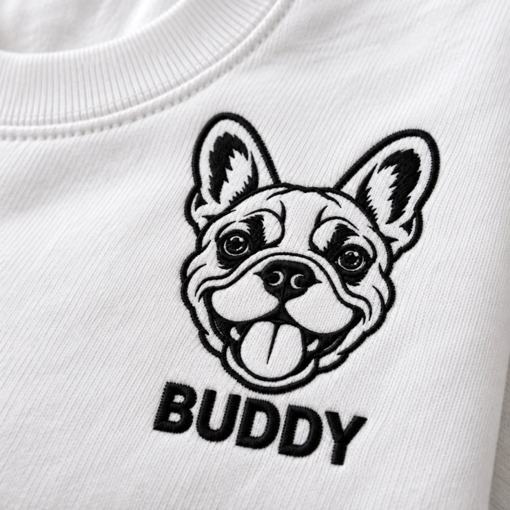 Close-up embroidery mockup — example personalized design