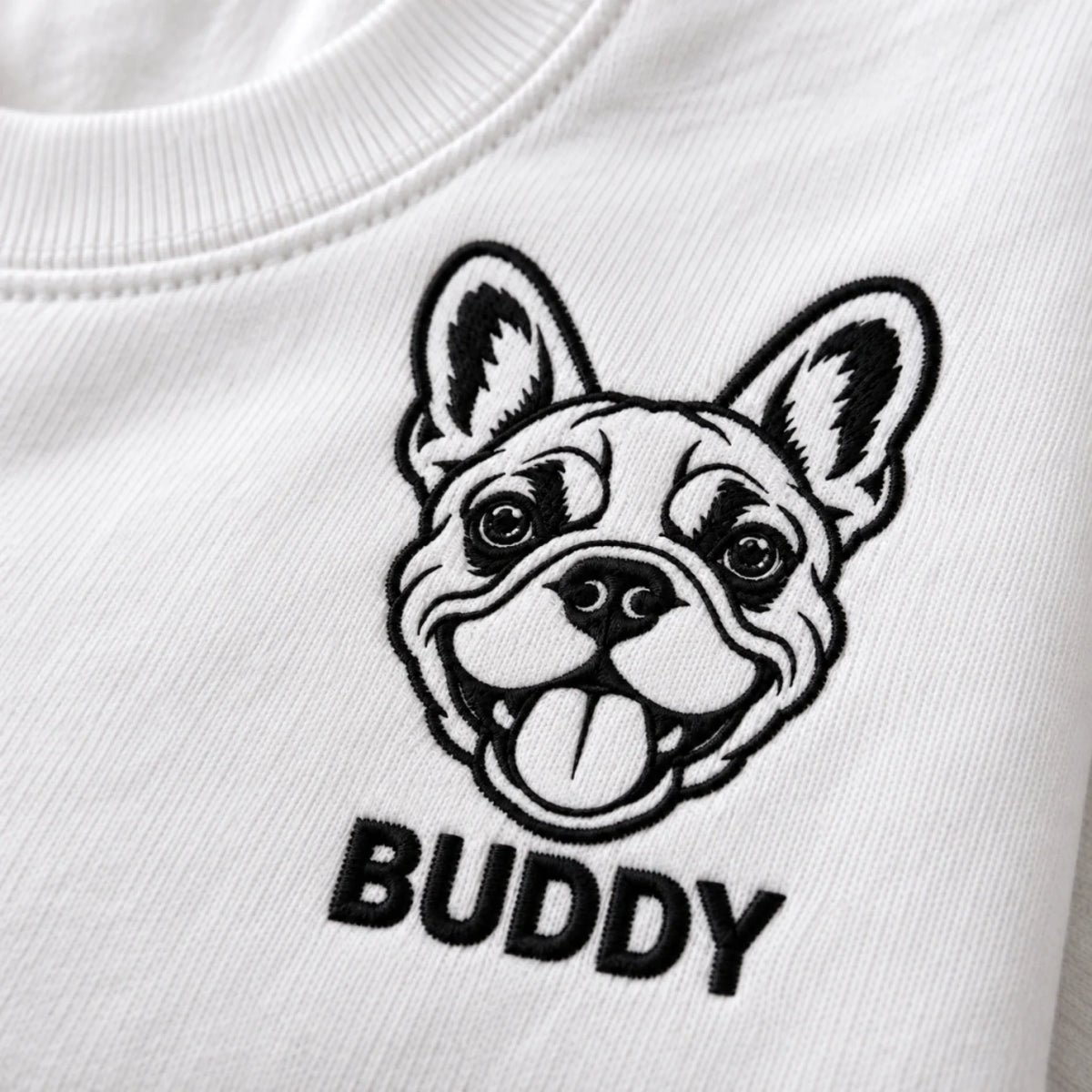 Close-up embroidery mockup — example personalized design