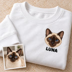 Natural pet embroidery mockup with illustrative matching pet photo