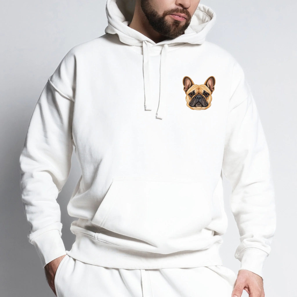 Man wearing hoodie — live personalized pet design
