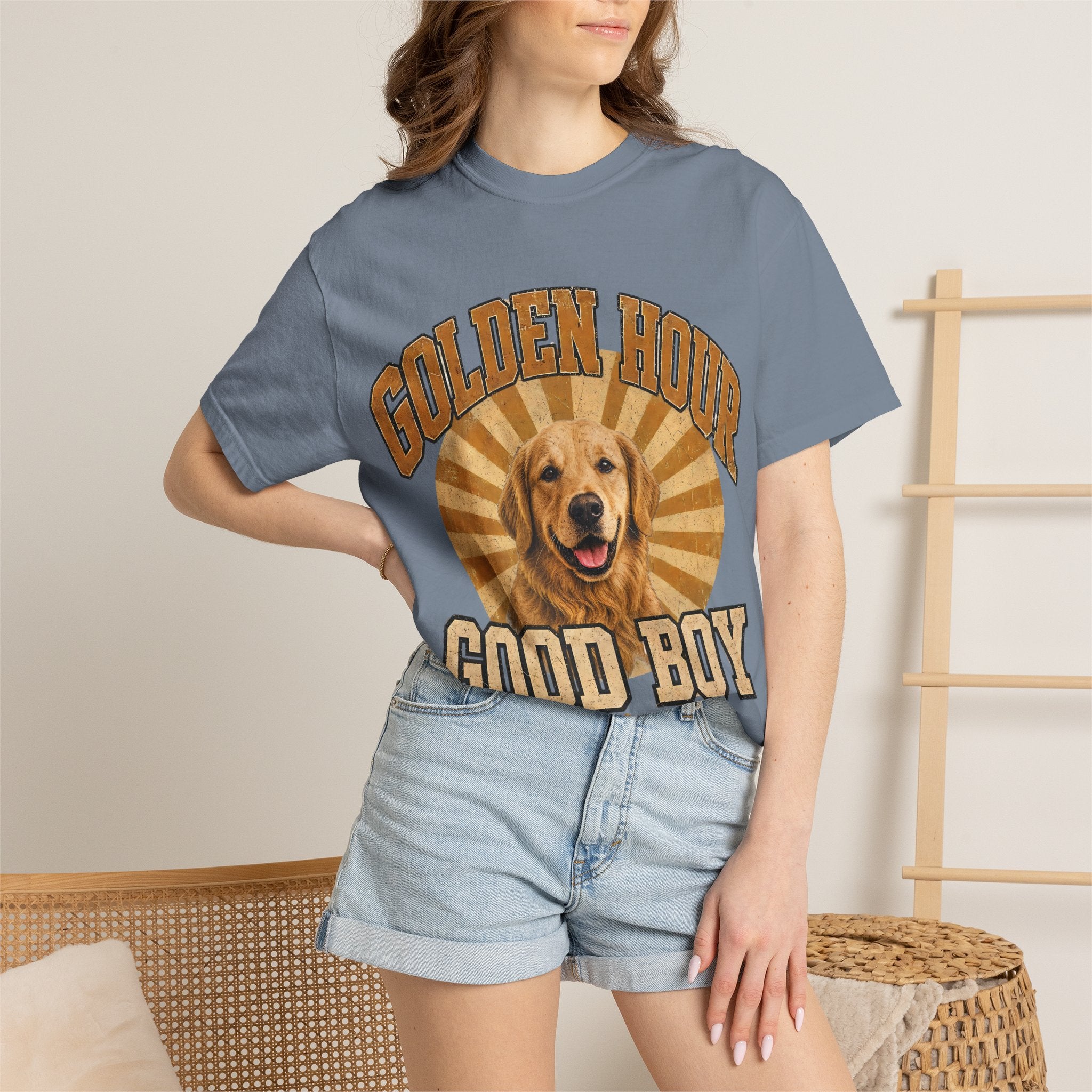 Golden Hour "Good Boy" T-Shirt — Retro Golden Retriever Tee