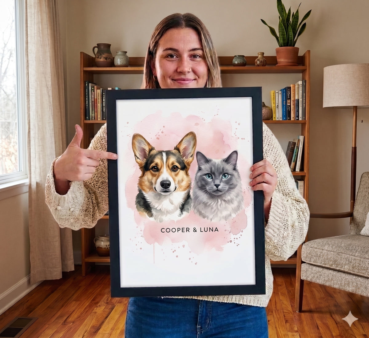 Custom Watercolor Pet Portrait — Two Pets  