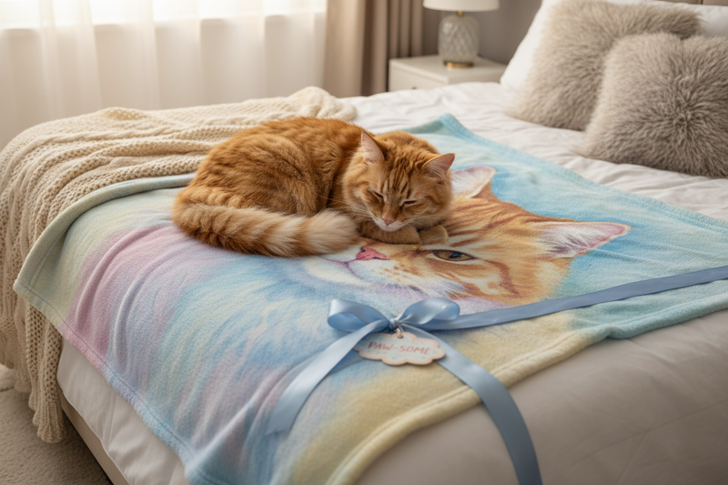 Custom Pet Blanket – Cat Banner