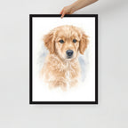 Framed watercolor pet portrait poster, black frame 18x24 – pet lover gift