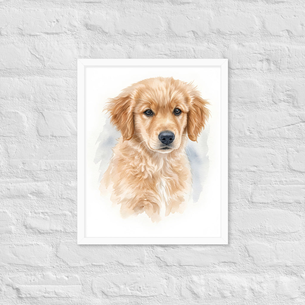 Watercolor dog portrait framed poster, white frame 16x20 – PetArtHaus