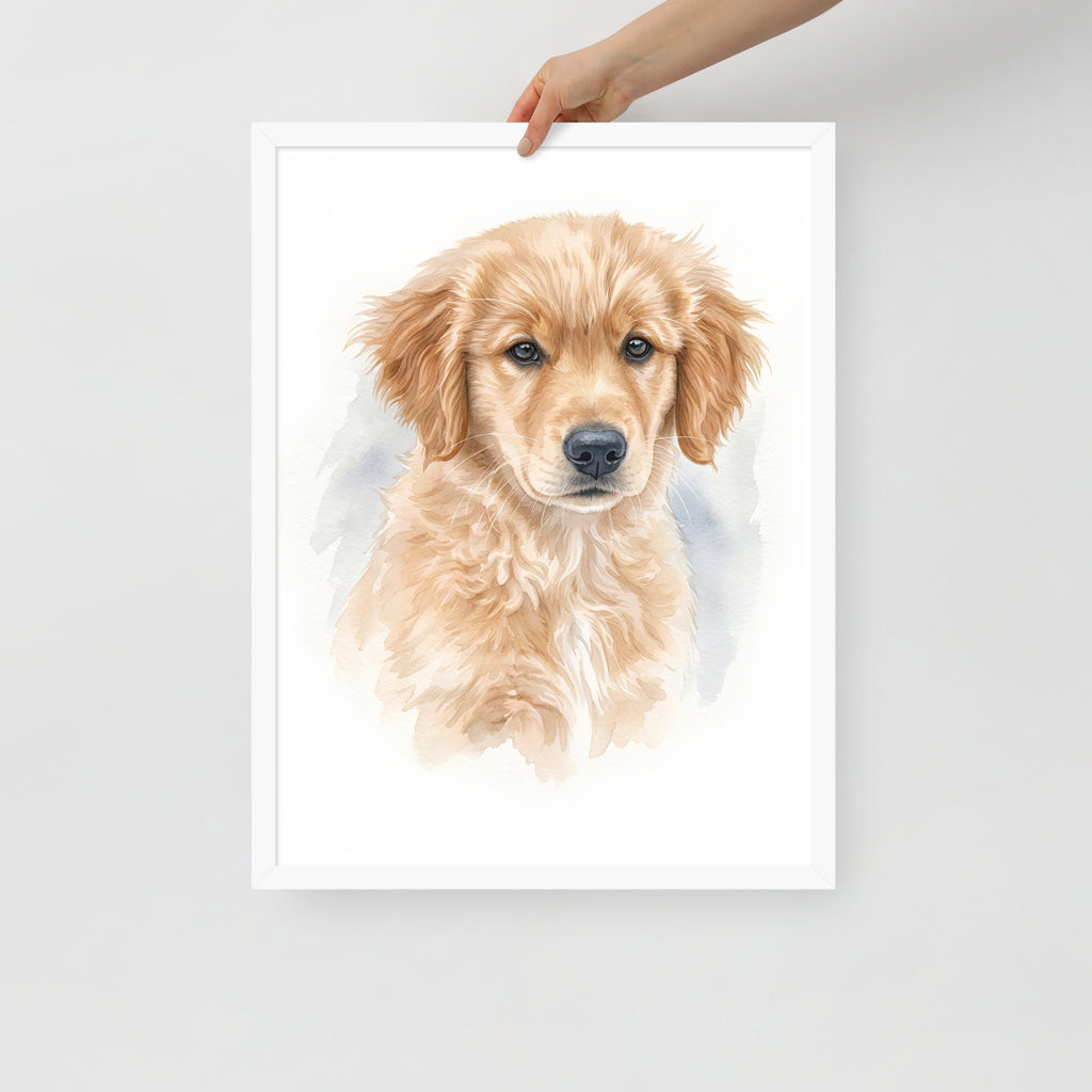 Custom pet portrait gift in white frame, 18x24 – personalized watercolor art