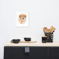 Custom pet portrait watercolor print in white frame, 8x10 inch