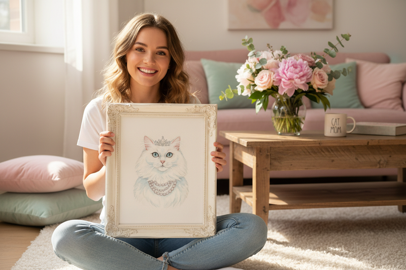 Female Pets – Woman with Cat Tiara Portrait