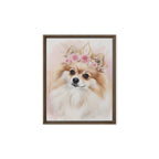 Custom Pomeranian watercolor portrait canvas print with floral crown — PetArtHaus