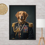 Close-up of a personalized dog portrait canvas showing vivid colour detail and canvas texture