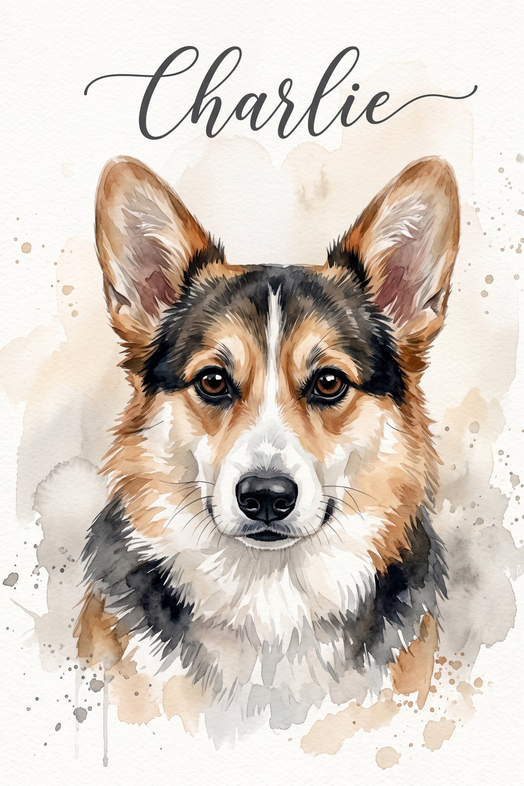 Custom Watercolor Pet Portrait – Personalized Framed Poster Gift