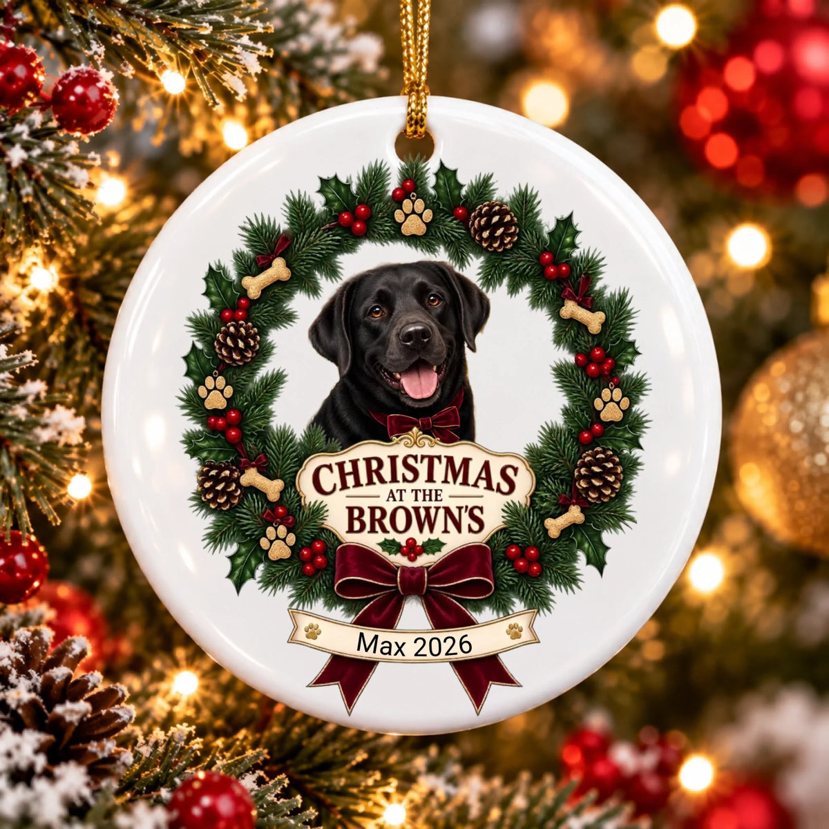 Personalized dog and cat Christmas ornament with custom pet photo family keepsake