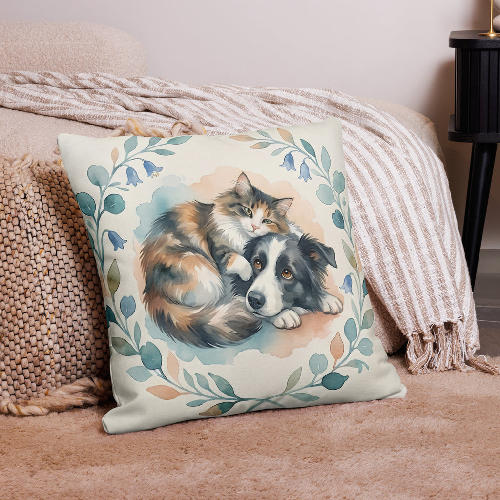Custom pet pillow back view 22x22 – premium personalized animal pillow made from your photo, unique gift idea